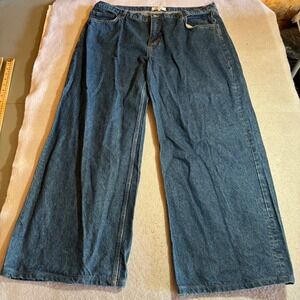 Reformation Cary Low Rise Slouchy Wide Leg Jeans Cleary Blue Denim Size 33